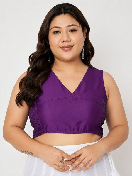 Plus Size Silk Blend Stretchable Readymade Blouse