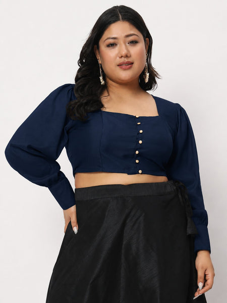 Silk Blend Button Down Readymade Blouse