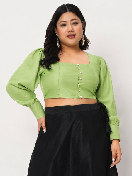 Silk Blend Button Down Readymade Blouse