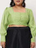 Silk Blend Button Down Readymade Blouse