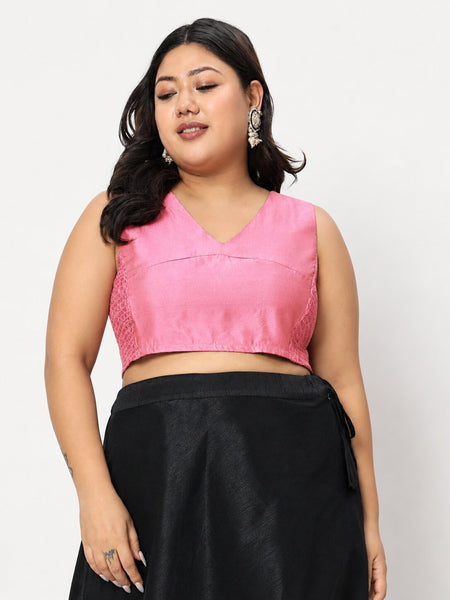 Plus Size Silk Blend Stretchable Readymade Blouse