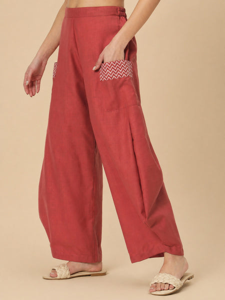 Cotton Printed Side Cowl Trouser
