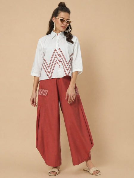 Cotton Printed Side Cowl Trouser