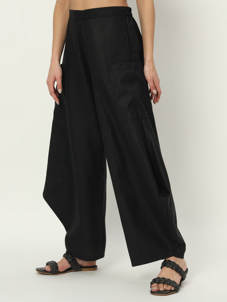 Cotton Solid Side Cowl Trouser