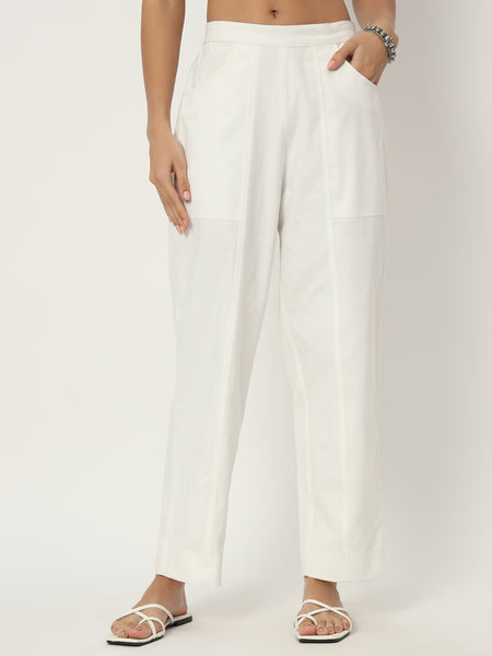 Cotton Twill Solid Trousers