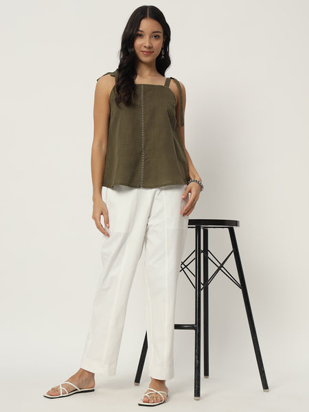 Cotton Twill Solid Trousers