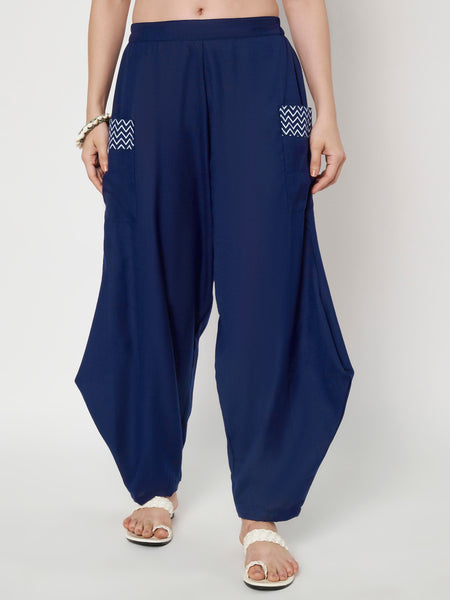 Cotton Printed Side Cowl Trouser