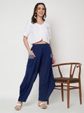Cotton Printed Side Cowl Trouser