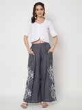 Cotton Front Pleat Side Print Trouser