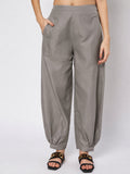 Cotton Solid Side Gathered Trouser