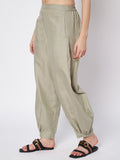 Cotton Solid Side Gathered Trouser