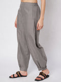 Cotton Solid Side Gathered Trouser