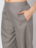 Cotton Solid Side Gathered Trouser