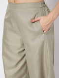 Cotton Solid Side Gathered Trouser