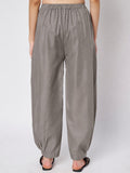 Cotton Solid Side Gathered Trouser