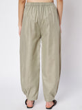 Cotton Solid Side Gathered Trouser