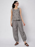 Cotton Solid Side Gathered Trouser