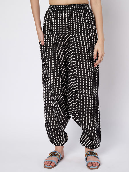 Cotton Printed Drop Crotch Trouser