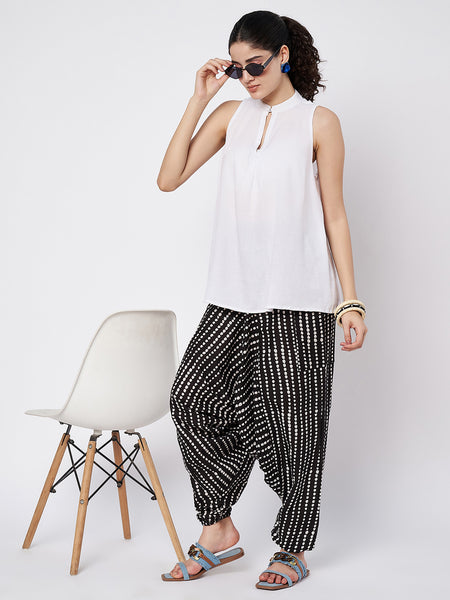 Cotton Printed Drop Crotch Trouser