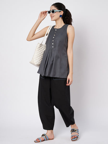 Cotton Solid Pocket Loose Fit Trousers
