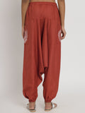 Cotton Printed Pockets Drop-Crotch Pants