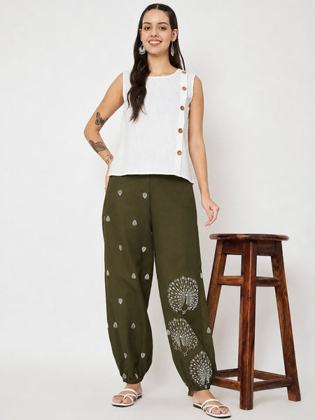 Cotton Placement Print Trouser