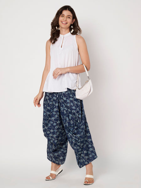 Cotton Printed Front Cowl Trouser