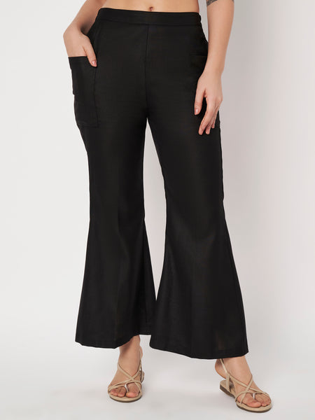 Cotton Bell-Bottom Pocket Trouser