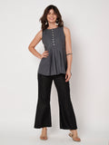 Cotton Bell-Bottom Pocket Trouser