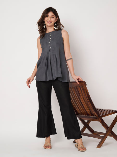 Cotton Bell-Bottom Pocket Trouser