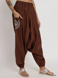 Cotton Printed Pocket Drop-Crotch Trouser