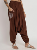 Cotton Printed Pocket Drop-Crotch Trouser