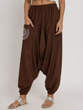 Cotton Printed Pocket Drop-Crotch Trouser