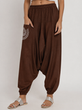 Cotton Printed Pocket Drop-Crotch Trouser