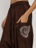 Cotton Printed Pocket Drop-Crotch Trouser