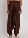 Cotton Printed Pocket Drop-Crotch Trouser