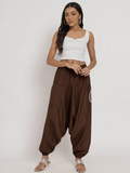 Cotton Printed Pocket Drop-Crotch Trouser