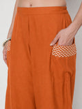 Cotton Printed Side Cowl Trouser
