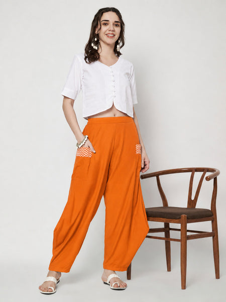 Cotton Printed Side Cowl Trouser