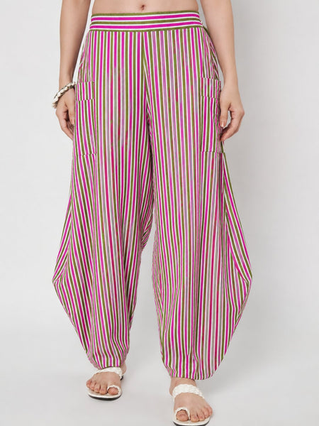 Cotton Printed Side Cowl Trouser