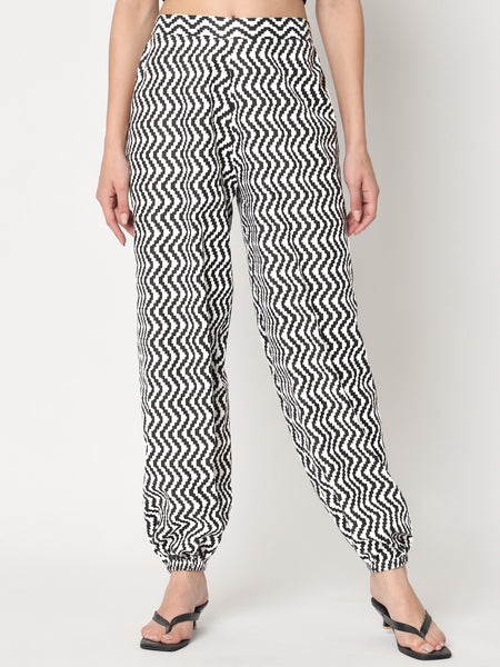 Cotton Chevron Print Trouser