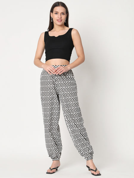 Cotton Chevron Print Trouser