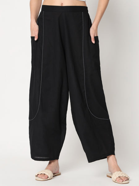 Cotton Solid Balloon Trousers
