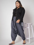 Plus Size Cotton Printed Pockets Drop-crotch Pants