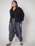 Plus Size Cotton Printed Pockets Drop-crotch Pants