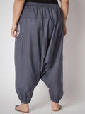 Plus Size Cotton Printed Pockets Drop-crotch Pants