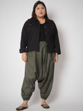 Plus Size Cotton Printed Pockets Drop-crotch Pants