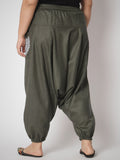 Plus Size Cotton Printed Pockets Drop-crotch Pants