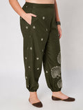 Plus Size Cotton Placement Block Print Trouser