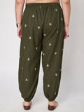 Plus Size Cotton Placement Block Print Trouser